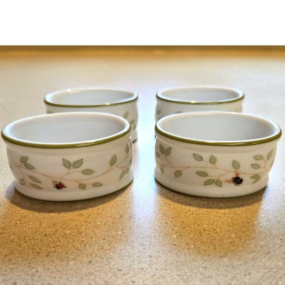 Vtg Lenox Butterfly Meadow Fine Porcelain Oval Napkin Rings Set of 4 - Picture 2 of 5